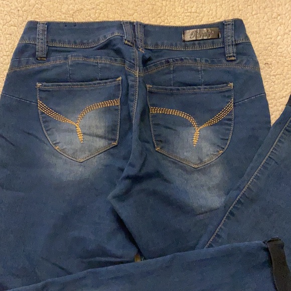 Royalty For Me Distressed Stretch Denim jeans size 8 with cuffs - Picture 12 of 15